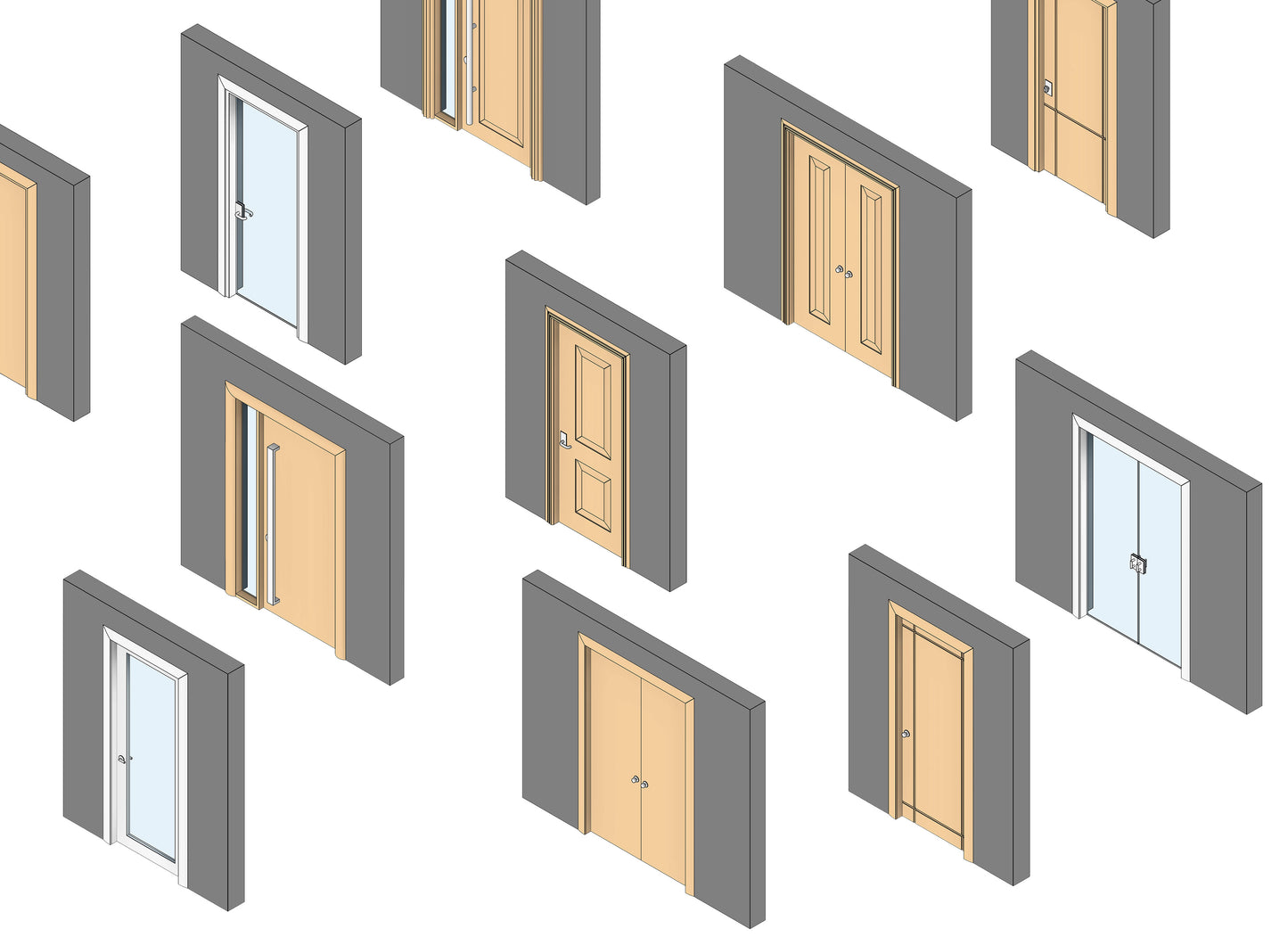 Revit Parametric Doors -  Big Pack