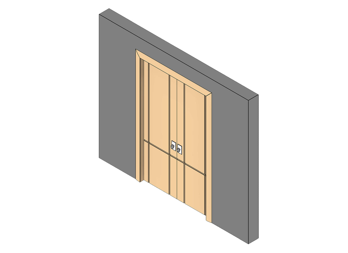 Revit Parametric Double Door - Modern 1